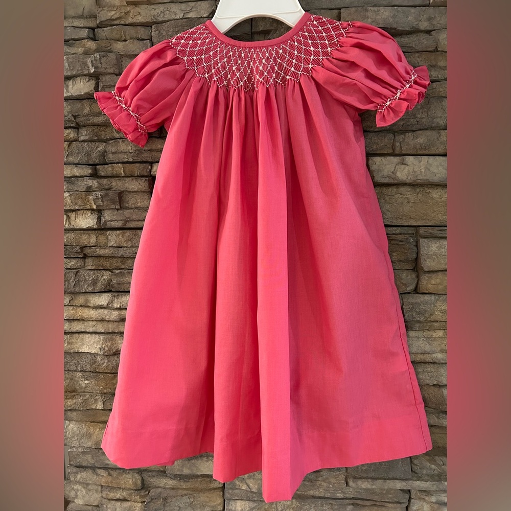 Pink Smocked Kids Dress